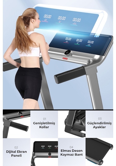 Relax Premium 14 Km Hız Bluetoothlu Uygulama Bağlantılı Katlanabilir Yürüme Ve Koşu Bandı 2.5 Hp Motor