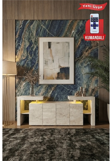 Burc Ledli Konsol 200 Cm Traverten