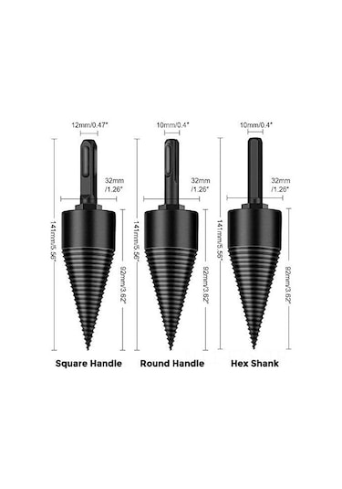 Fosenze Ahşap Bölme Matkap Ucu, Yüksek Karbon Çelik, Çelik Kiriş, Çekiç Matkap Uyumlu, 3 Farklı Uç Kare,daire,heksagonal