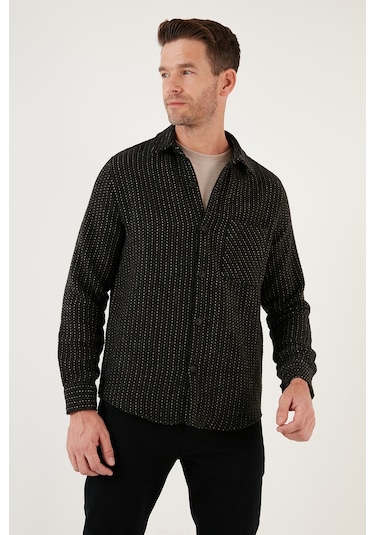 Buratti Desenli Cepli Regular Fit Uzun Kollu Kışlık Erkek Gömlek Cf24W127187 Siyah-Haki Buratti Desenli Cepli Regular Fit Uzun Kollu Kışlık Erkek Gömlek Cf24W127187 Siyah-Haki