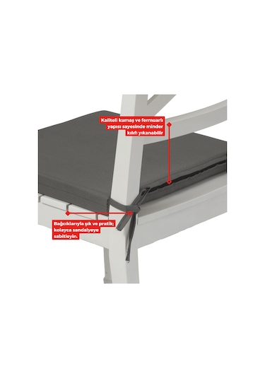 Xpermate 2'li Sandalye Minderi Su İtici Kumaş 40 x 40 CM Antrasit