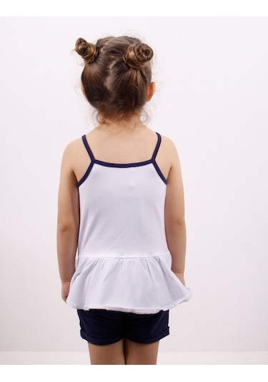 Toontoy Kız Çocuk Kalp Nakışlı Şortlu Takım Beyaz