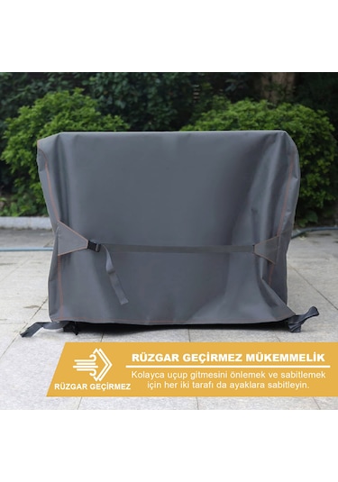 Haegs Bahçe Mobilyası Örtüsü, 250-210-90cm, Ağır Hizmet Oxford Kumaş, Su Geçirmez, Dış Mekan Veranda Masa Örtüsü, Havalandırmalı Masa Ve Sandalye Koruma Kılıfı Gri