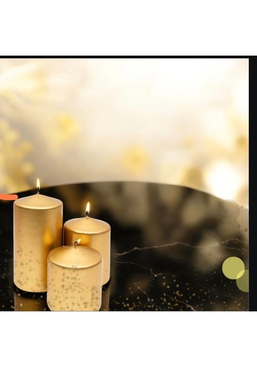 Denic 3 lü Mum Seti  Metalik Gold Blok Mum Metalik Silindir Mum Baton Mum