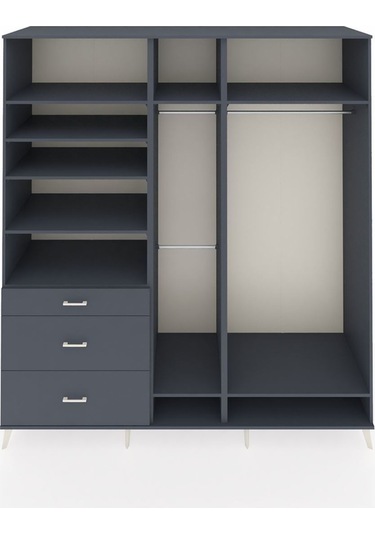 Kronos Dolap 9 Raflı 3 Çekmeceli 3 Askılı 220x59x243 Antrasit-antrasit/antrasit Antrasıt/antrasıt
