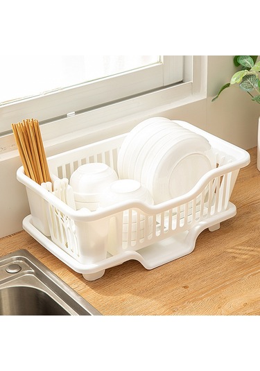 Qingmipy Büyük Boy Beyaz Kalın Tabak Bulaşık Rakası - Mutfak Tezgahı Su Filtreli Servis Ürünleri Depolama Organizatörü Diğer