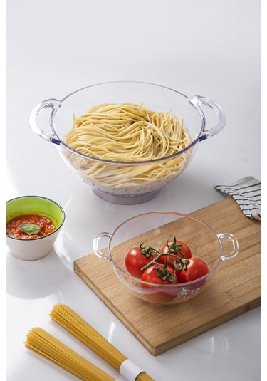 Akrilik Şeffaf 2 Li Süzgeç Seti Makarna & Pirinç Süzgeci Diğer