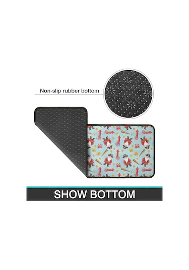 Noel Desenli 2'li Mutfak Matı, Anti-yorgunluk, Yastıklı Ve Kaymaz, Mutfak Ve Ofis İçin Noel Korsan Baba Noel