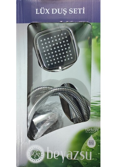 Beyazsu Duş Seti Takımı Başlık Çift Örgülü Hortum Mafsal Kare
