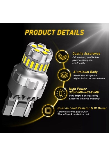 Araba T20 7440 W21w Led Canbus Geri Vites Lambası W21/5w 7443 Led Ampul Fren Sinyal Lambası 6500k Sup