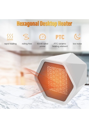 Flybuy Mini Uzay Isıtıcı, 600w, 2 Vites, Beyaz, Kompakt, Taşınabilir Masa Isıtıcı