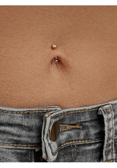 Zoloto Russkih 925 Ayar Gümüş Altın Kaplama Göbek Delme 158060224 Gri