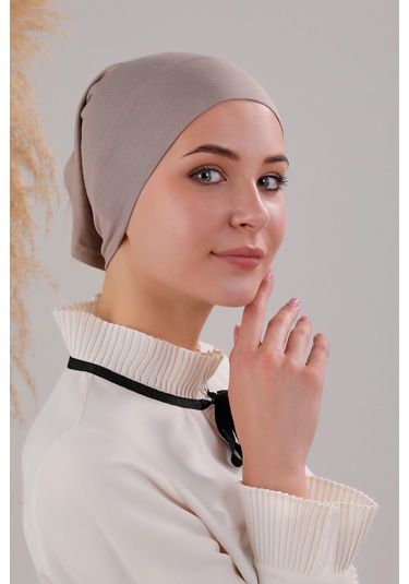 Tesettür Hazır Pratik Geçme Boru Bone Vizon Vizon