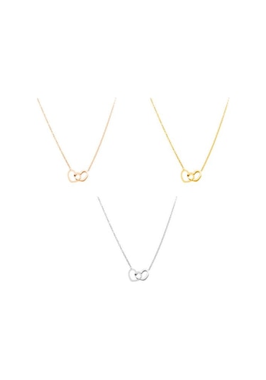 Çift Kalp Kolye Oyuk Kalp Kolye Zincir Kolye Sevgililer Günü Doğum Günü Yıldönümü Altın