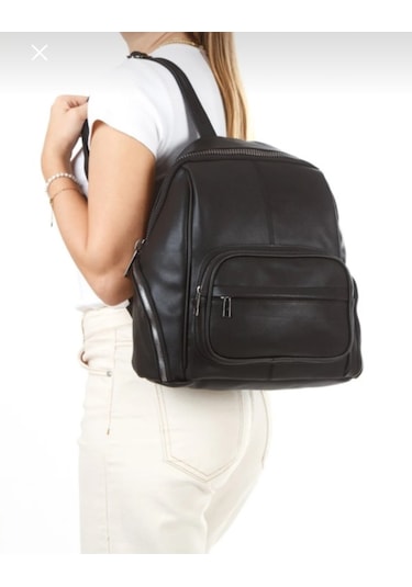 Newish Polo Donna Model Sırt Çantası-yıkama Suni Deri Siyah