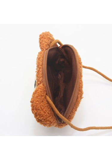 Peluş Trendy Çocuk Ayı Kedi Crossbody Çanta - Kırmızı