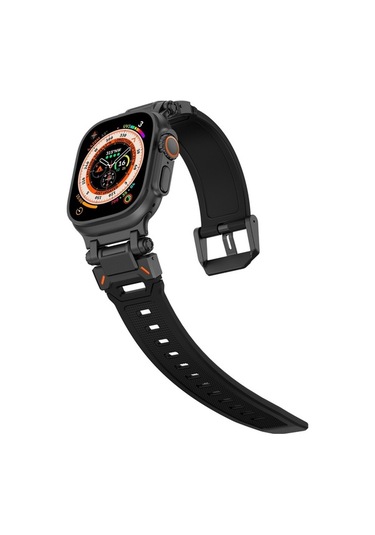 Novahub İos Watch Uyumlu Ultra 49mm Explorer Tpu Saat Bantı Siyah, Yeni Tasarım Siyah Siyah