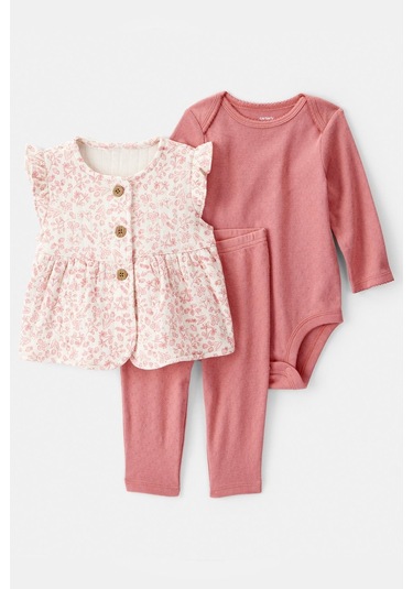 Kız Bebek Yelekli Set Ctr-1t268210 Pembe