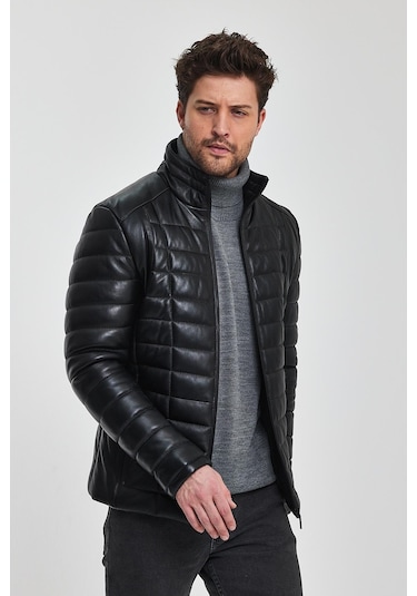 Dennis Siyah Deri Mont 001