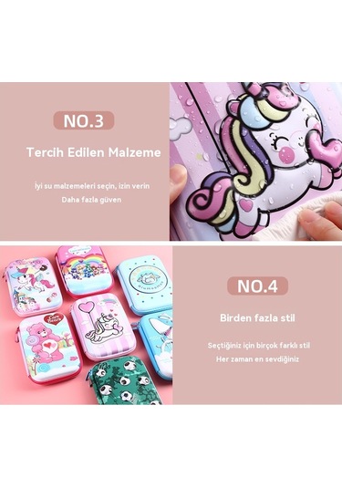 Unicorn Pembe Kırtasiye Kutusu Okul Malzemeleri Pembe