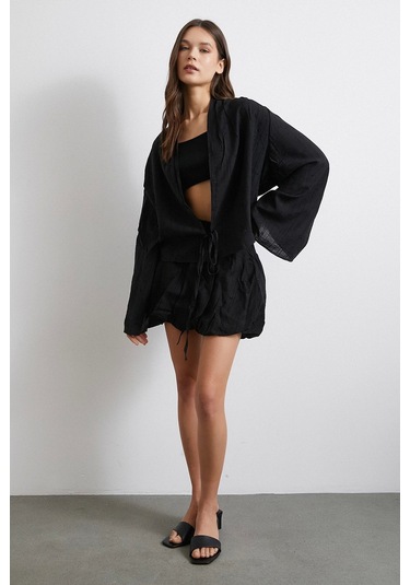 Astarlı Balon Etek Siyah Siyah