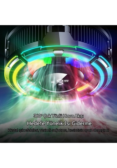 Polham Magsafe Ve Klipsli Rgb Led Süper Soğutucu 6000rpm Ultra Hızlı Fan Dijital Ekranlı Isı Göstergeli