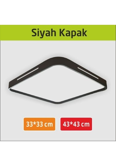 33x33 Siyah Kenarlı Led Armatür Sıva Üstü Beyaz
