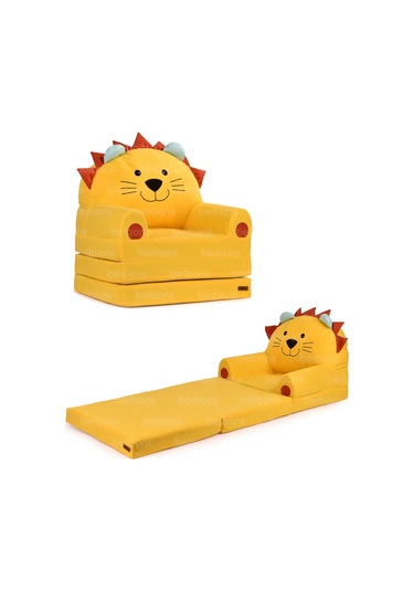 Portatif Katlanabilir Sevimli Çocuk Koltuğu - 3 Katlı Çocuk Yatak Koltuk - Taşınabilir Bebek Koltuğu Sarı