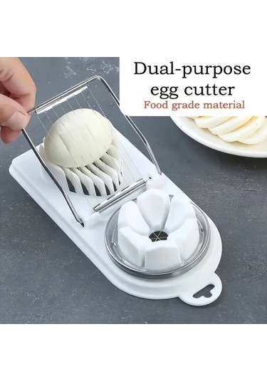 Trendooze Gaojunshop01 Beyaz Yumurta Dilimleyici 2 Başlı, Hediyeli Set Beyaz