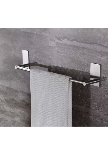 Havluluk Dik Rozetli 52cm Yapışkanlı Paslanmaz Çelik Krom Rengi Krom