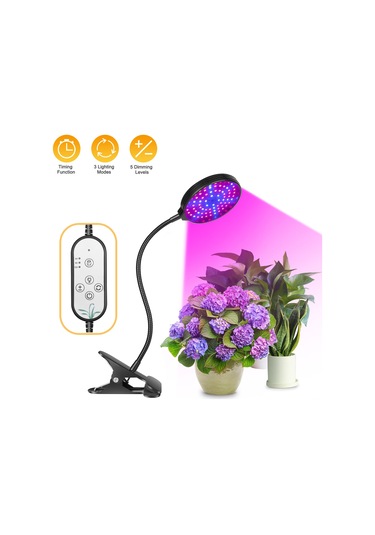 Gajeena 4 Kafa 60w Led Bitki Büyüme Lambası - Kırmızı-mavi Spektrum, 3 Mod Işık, 5 Seviye Aydınlatma, Zamanlama, Ip66 Su Geçirmez, Usb, Masa Üstü Klipsli Siyah