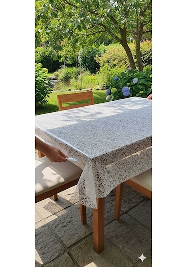 140 X 350 Cm Silinebilir Lüks Masa Örtüsü Şeffaf Hasır Desen Beya Çok Renkli