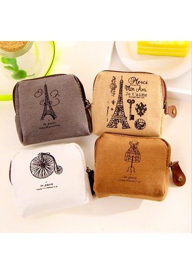 Ranyeek Klasik Paris Desenli Zakkă Cüzdan - Nostaljik Kumaş Para Çantası Bisiklet Desenli Günlük Kullanım Çok Renkli