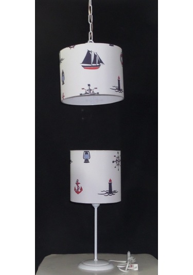 Denizci Çapa Dümen Yelkenli Çocuk Genç Odası Avize Abajur Seti (293253423)
