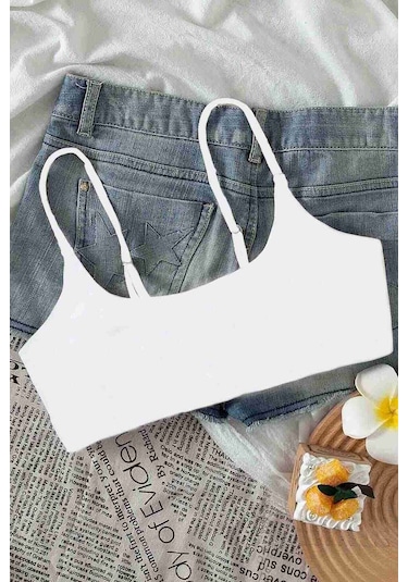 Angelsin Ayarlanabilir Askılı Şık Tasarım Bikini Üstü Beyaz 001
