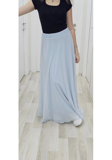 Bel Lastikli Kloş Şifon Etek 6003-bebe Mavisi Bebe Mavisi Bebe Mavi
