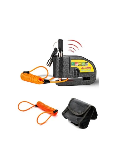 Pazly 110db Alarmı, Su Geçirmez Bisiklet & Motosiklet Disk Kiliti, 4ft Kablosuz, Taşınabilir Çantada Güvenlik Kilit Seti