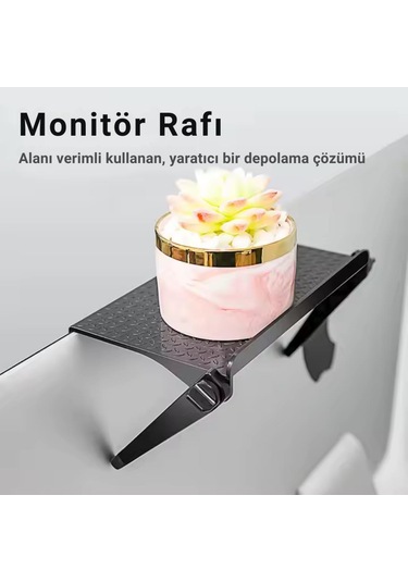 Polham 22x11 Cm Tv Üstü Kumanda, Modem, Tv Kutusu Rafı, Monitör, Notebook Uyumlu Düzenleme Rafı Siyah