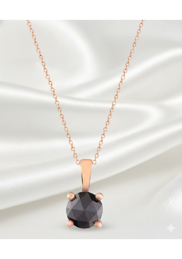 Ariş Siyah Pırlanta Tektaş    Kolye