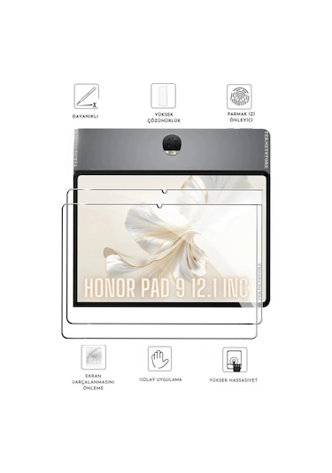 Honor Pad 9 12.1 İnç Uyumlu Kalem Bölmeli Standlı Silikon Kılıf + Ekran Koruyucu + Kalem 3'lü Set Mürdüm