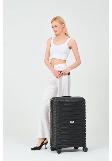 Keo-plus Siyah Orta Boy Silikon Kırılmaz Pp Valiz Siyah