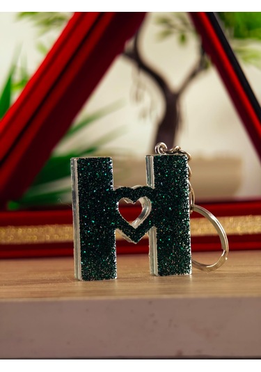 Harfli Anahtarlık Epoksi Kişiye Özel Yapım El Yapımı Harf Anahtarlık Kalp Model Özel Tasarım Hediyelik Ürün Kalp Desenli Simli Anahtarlık Açık Pembe