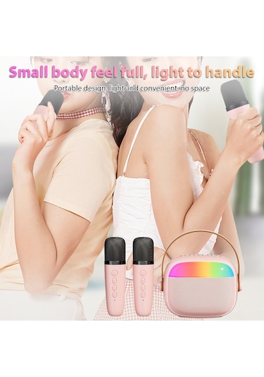 Lemestar "taşınabilir Kablosuz Karaoke Mikrofonlu Hoparlör Seti - 2 Mikrofon, Led Işık, Bluetooth 5.0"