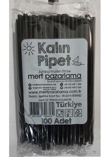 Mert & Bonapipet Frozen Pipet Siyah 7 Mm 22 Cm Pk 100'Lü