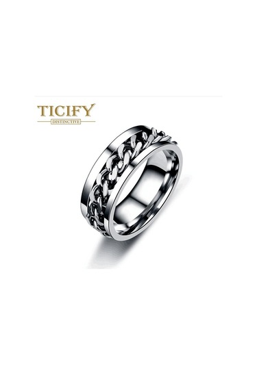 Gümüş Titanyum Çelik Zincir Rotor Döndürme Şişe Açma Halkası 11 Gümüş