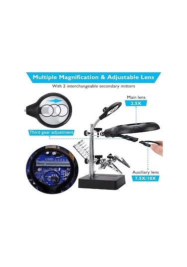 Mg16129-c Led Büyüteçli Havya Standı