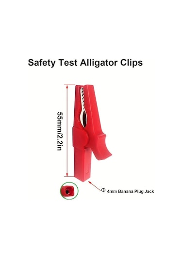 Dashanshop 2 Adet 30a Tam Yalıtımlı Güvenlikli Timsah Başlıklı Test Krokodili Ve 4mm Muz Pulu Seti Kırmızı Siyah