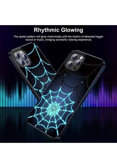 Vkemall  13 Pro Uyumlu Şarj Edilebilir Kılıf - Örümcek Dinamik Işık Animasyonu, Tam Koruma, Manyetik Şarj Model 2