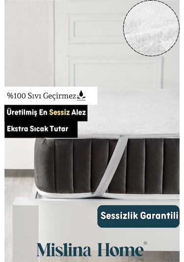 Wellsoft Sıvı Su Geçirmez Ped Dört Köşe Lastikli Tek Çift Kişilik Yatak Koruyucu Sessiz Alez