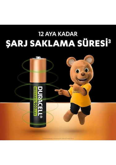Duracell AAA 900 mAh İnce Kalem Şarj Edilebilir Pil 2'li
